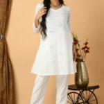 White Cotton Co-Ord Set by Sanriti Fashion