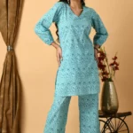 Sky Blue Sanganeri Printed Co Ord Set