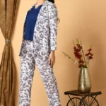 White Floral Blue Co-Ord set by sanriti fashion