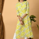 Lime Sanganeri Printed Kurta