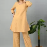 Off Yellow Cotton Slub Dyed Two Piece Set